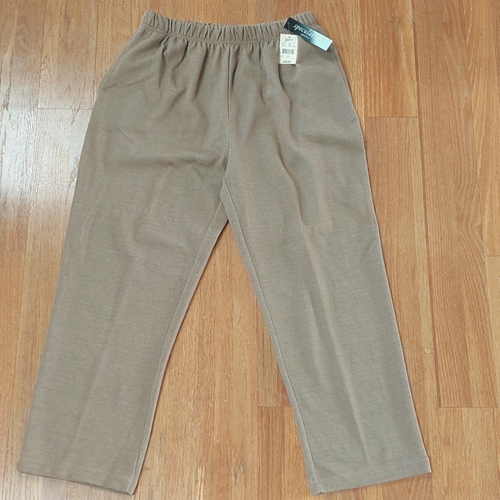 Speculation NWT Womens XL Petite Light Brown Knit Pants Elastic Waist
